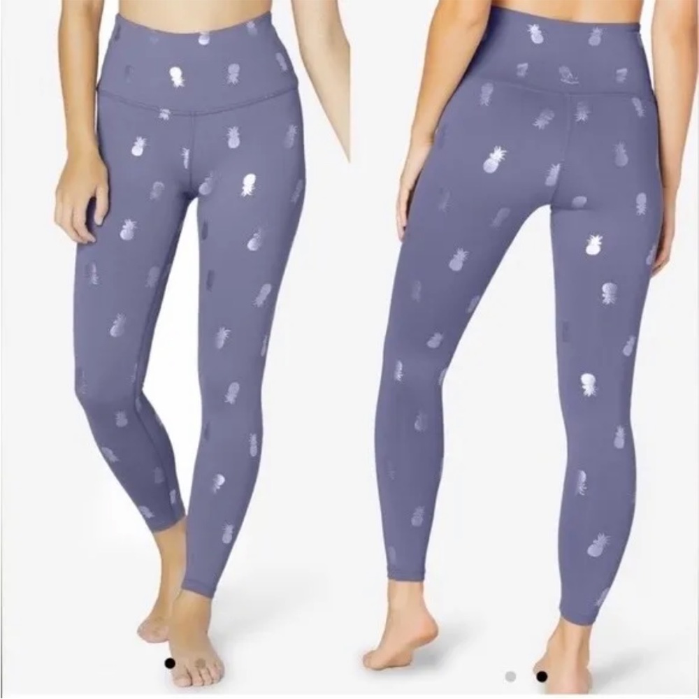 •BEYOND YOGA• Dusty Filet Pineapple Print High Waisted Midi Leggings Size‎ S